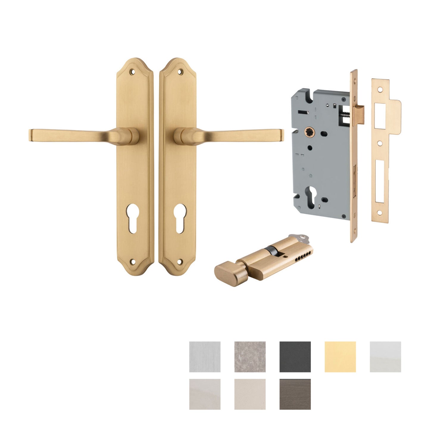 Iver Annecy Door Lever Handle on Shouldered Backplate Entrance Kit Key/Thumb