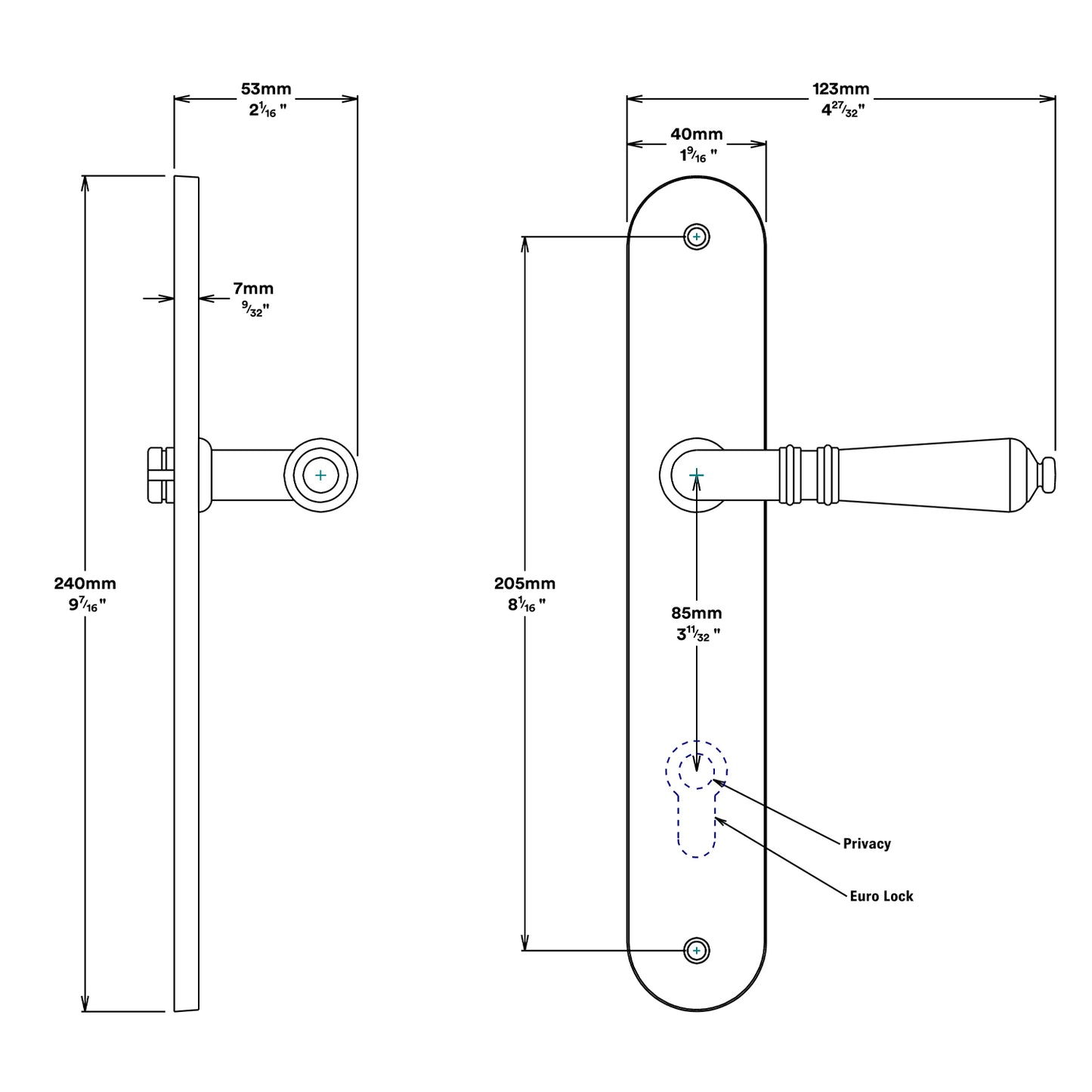 Iver Sarlat Door Lever Handle on Oval Backplate Entrance Kit Key/Key - Available in Various Finishes
