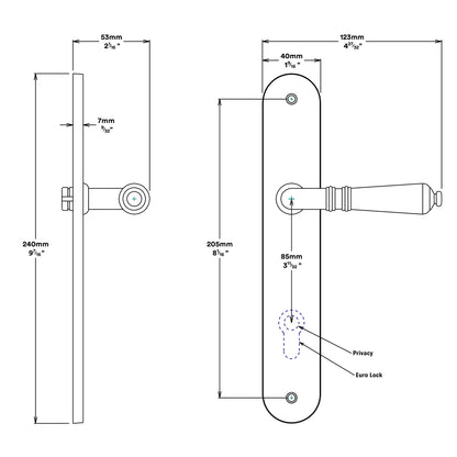 Iver Sarlat Door Lever Handle on Oval Backplate Entrance Kit Key/Key - Available in Various Finishes