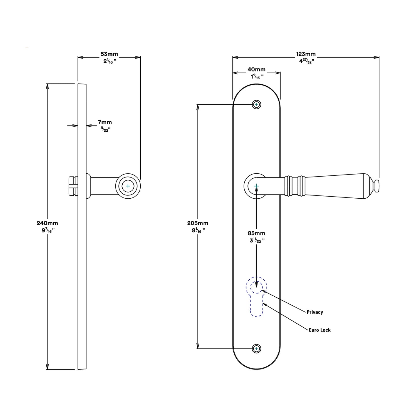 Iver Sarlat Door Lever Handle on Oval Backplate Entrance Kit Key/Thumb