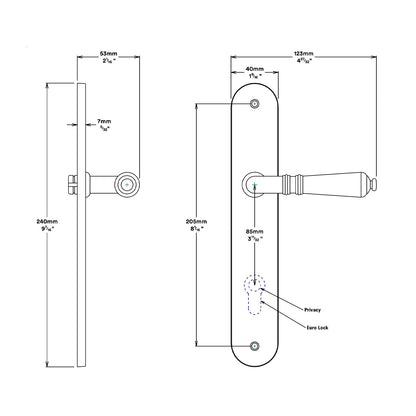 Iver Sarlat Door Lever Handle on Oval Backplate Entrance Kit Key/Thumb