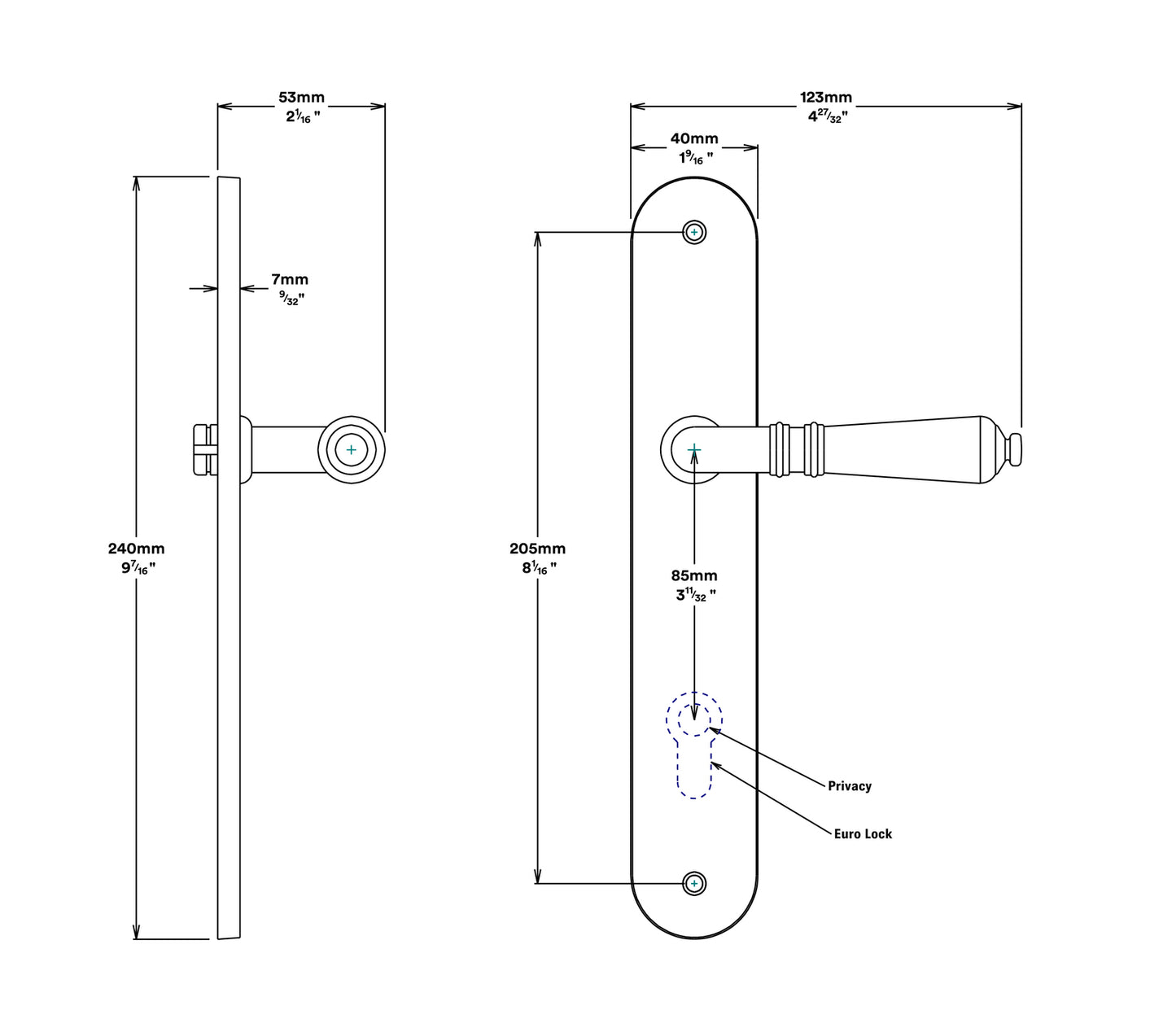 Iver Sarlat Door Lever Handle on Oval Backplate Passage Kit - Available in Various Finishes