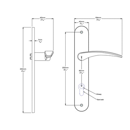 Iver Oxford Door Lever Handle on Oval Backplate Entrance Kit Key/Key - Available in Various Finishes