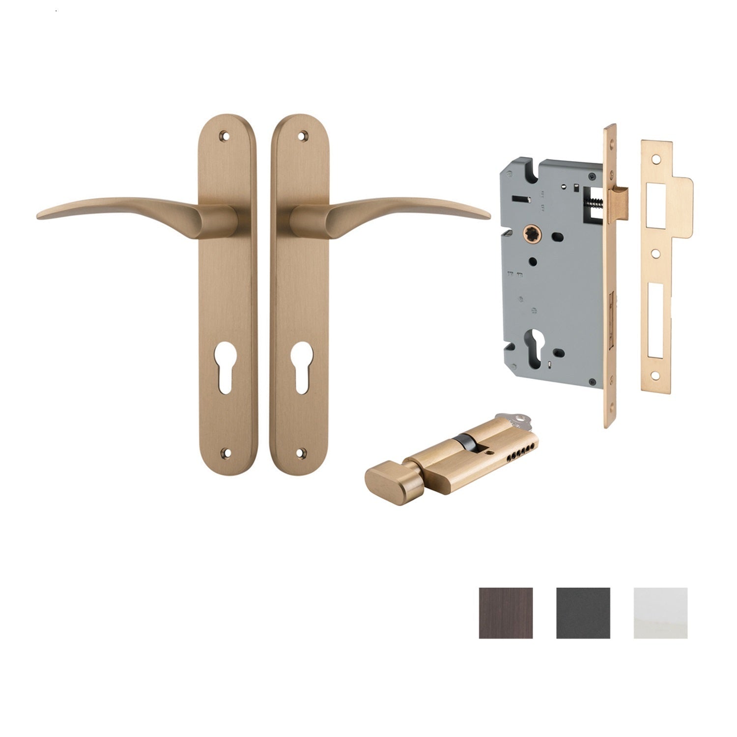Iver Oxford Door Lever Handle on Oval Backplate Entrance Kit Key/Thumb