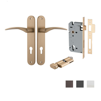 Iver Oxford Door Lever Handle on Oval Backplate Entrance Kit Key/Thumb