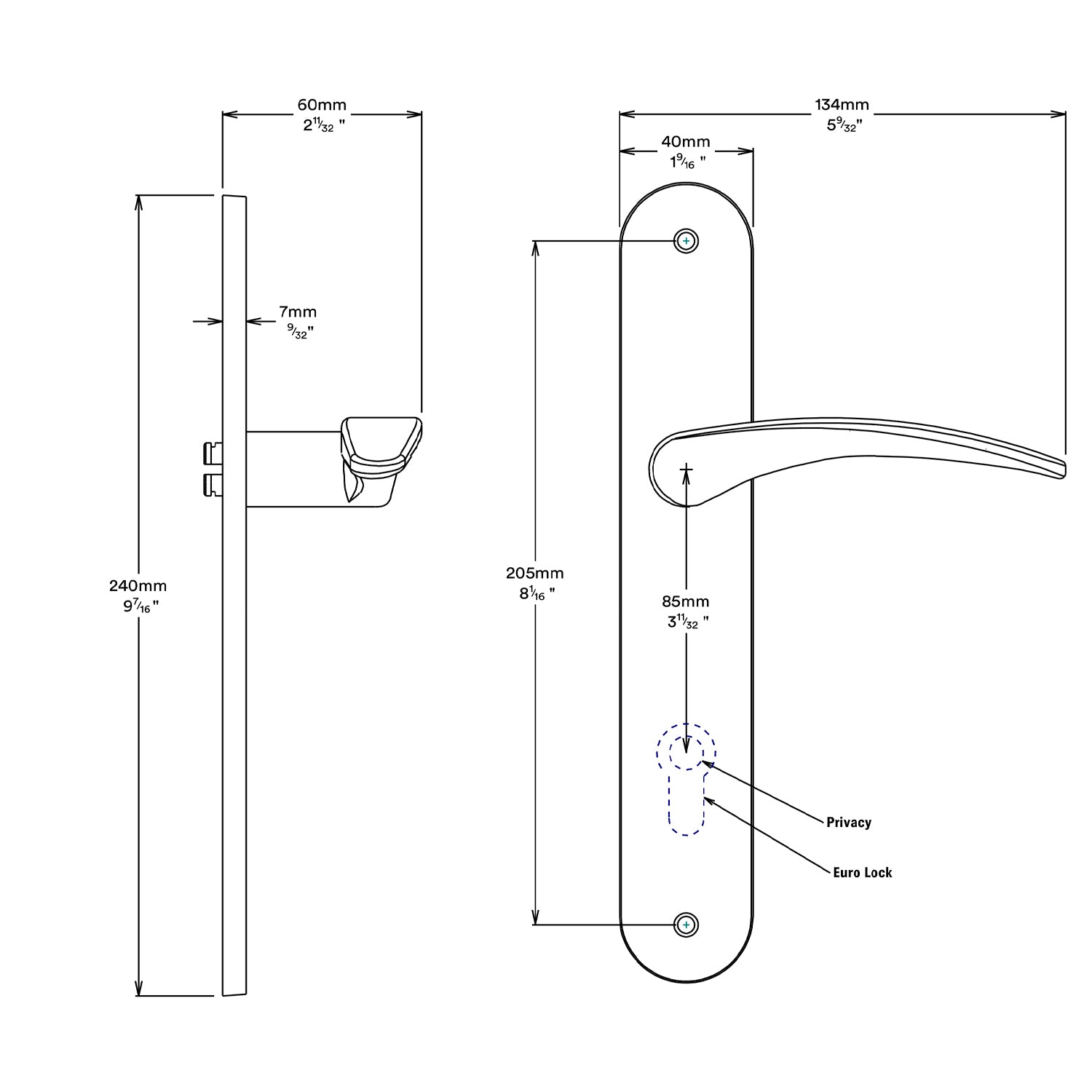 Iver Oxford Door Lever Handle on Oval Backplate Entrance Kit Key/Thumb