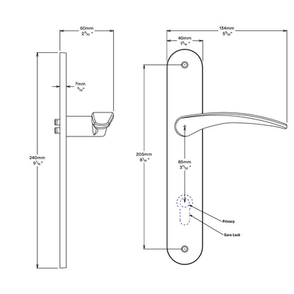 Iver Oxford Door Lever Handle on Oval Backplate Entrance Kit Key/Thumb