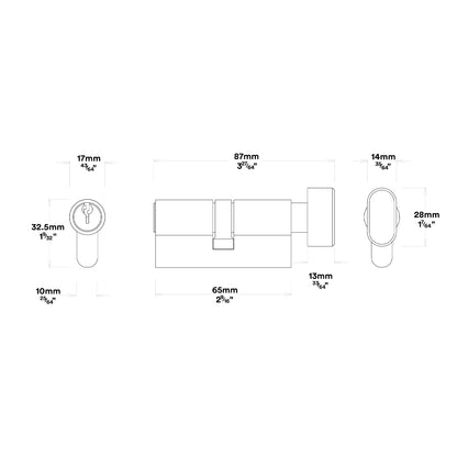Iver Oxford Door Lever Handle on Oval Backplate Entrance Kit Key/Thumb