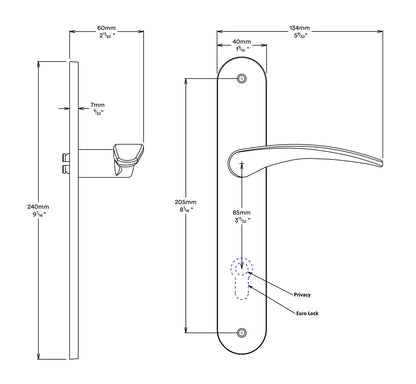Iver Oxford Door Lever Handle on Oval Backplate Passage Kit - Available in Various Finishes