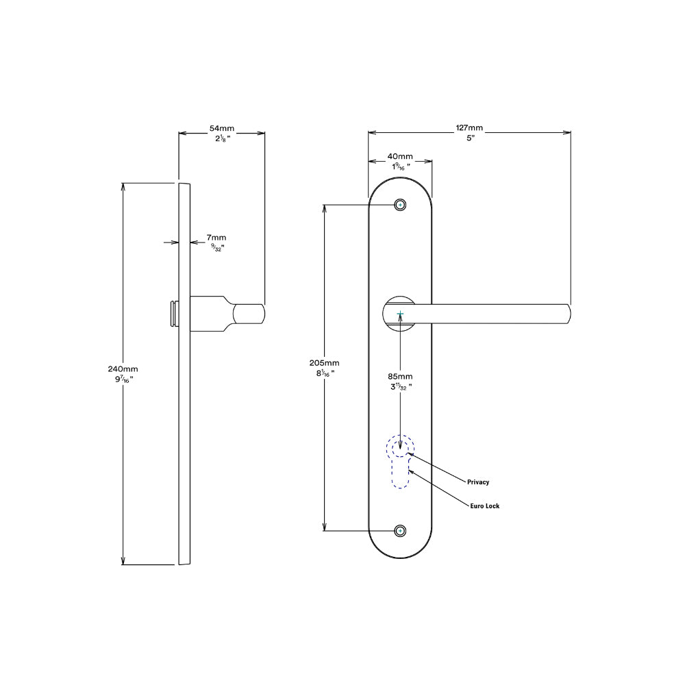 Iver Baltimore Door Lever on Oval Backplate Privacy Kit with Turn - Available in Various Finishes