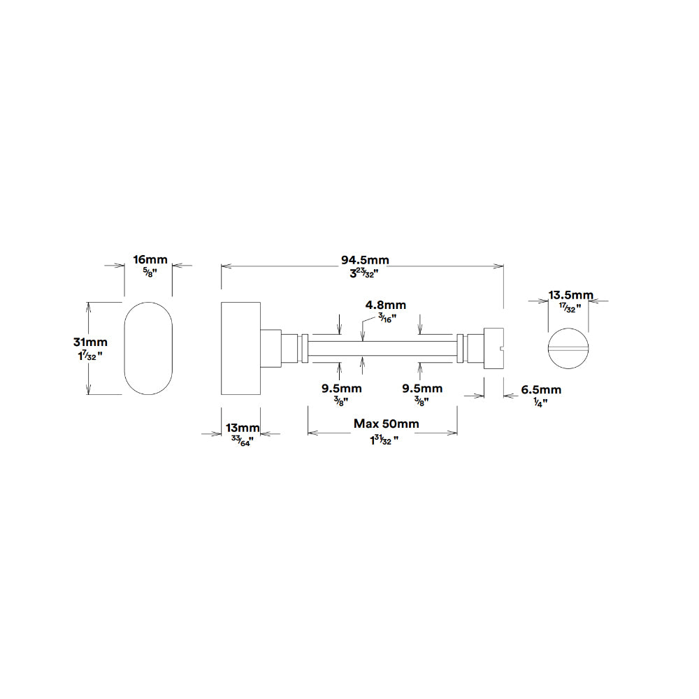 Iver Baltimore Door Lever on Oval Backplate Privacy Kit with Turn - Available in Various Finishes