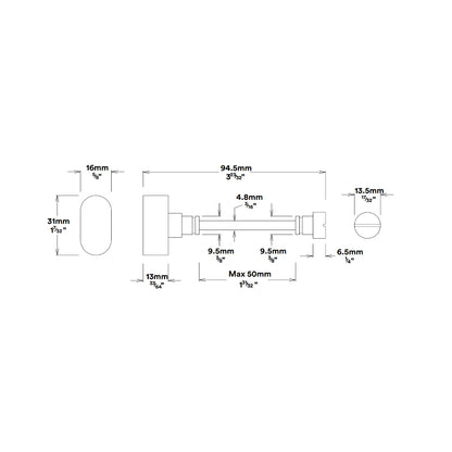 Iver Baltimore Door Lever on Oval Backplate Privacy Kit with Turn - Available in Various Finishes