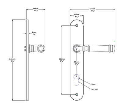 Iver Verona Door Lever Handle on Oval Backplate Entrance Kit Key/Thumb