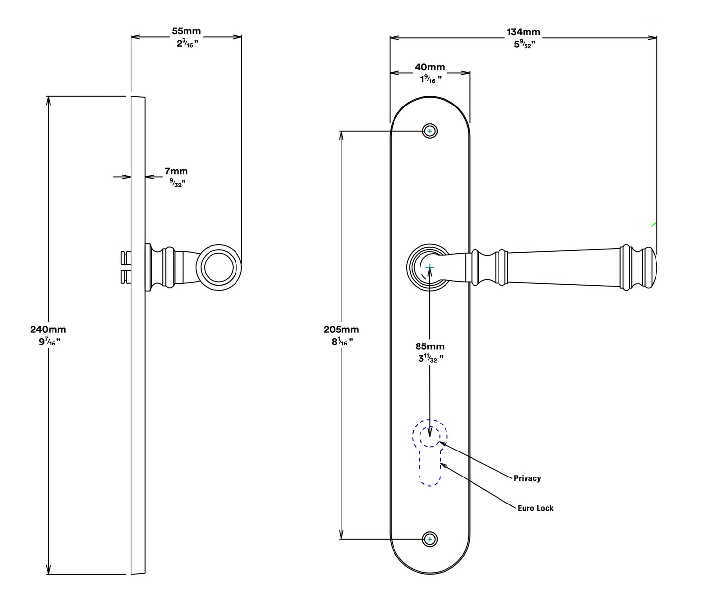 Iver Verona Door Lever Handle on Oval Backplate Passage Kit - Available in Various Finishes