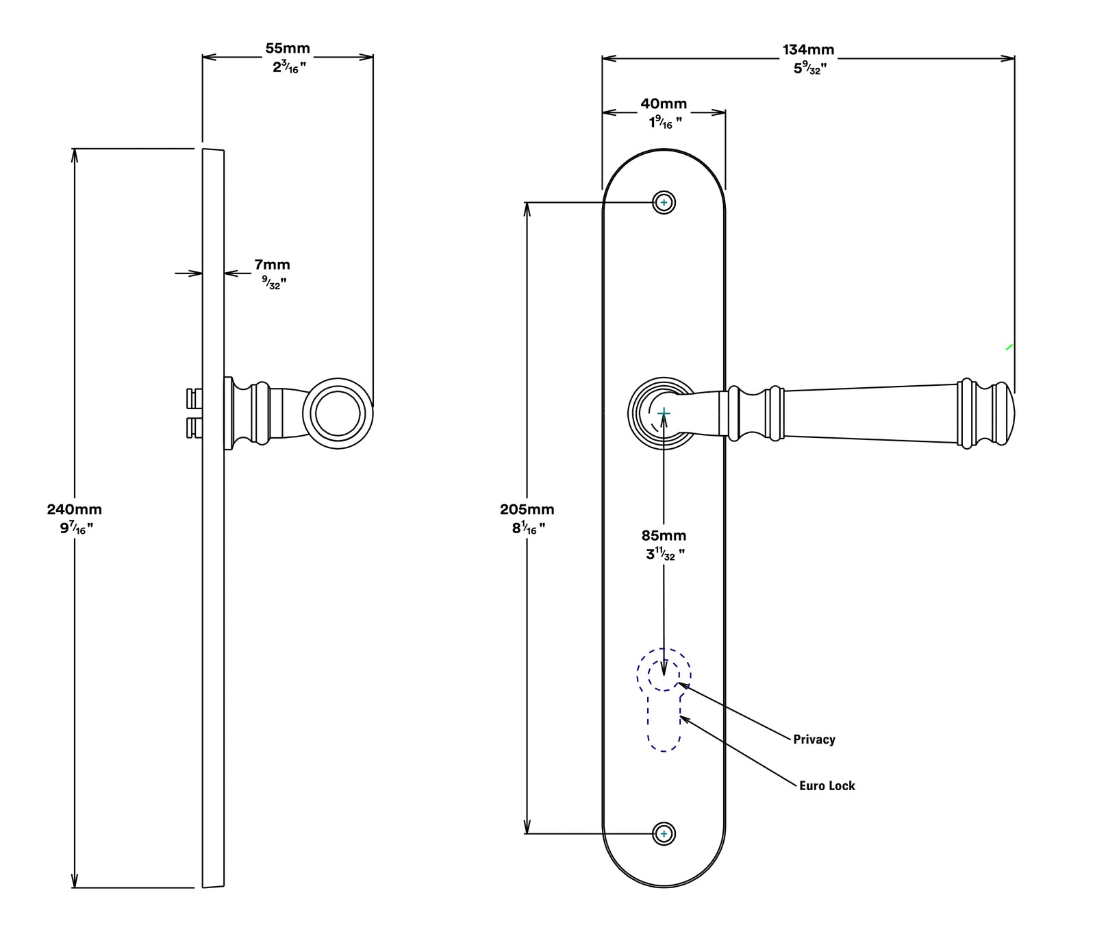 Iver Verona Door Lever Handle on Oval Backplate Passage Kit - Available in Various Finishes