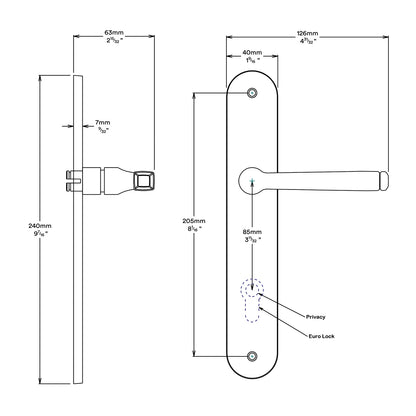 Iver Annecy Door Lever Handle on Oval Backplate Entrance Kit Key/Key - Available in Various Finishes