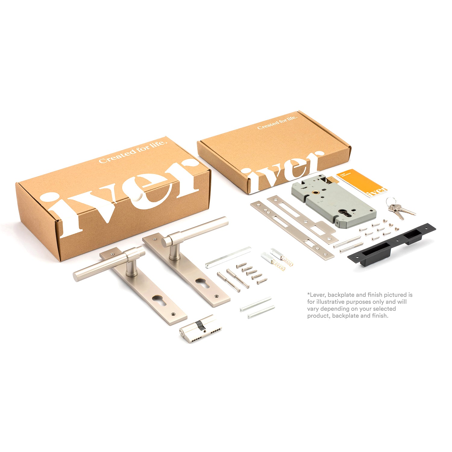 Iver Annecy Door Lever Handle on Oval Backplate Entrance Kit Key/Key - Available in Various Finishes