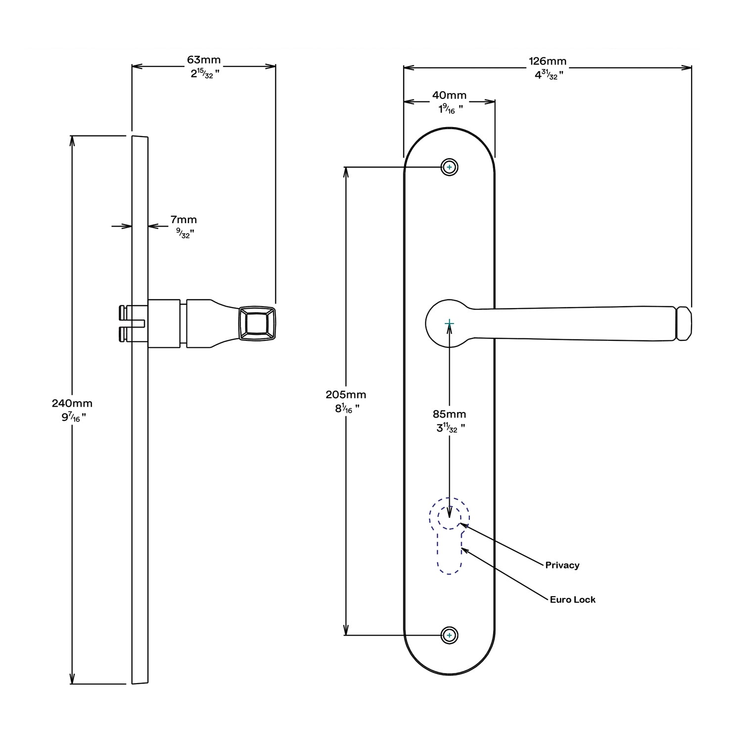 Iver Annecy Door Lever Handle on Oval Backplate Entrance Kit Key/Thumb