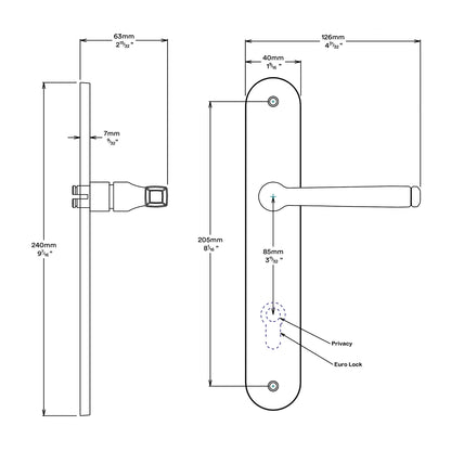 Iver Annecy Door Lever Handle on Oval Backplate Entrance Kit Key/Thumb