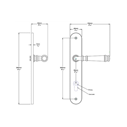 Iver Verona Door Lever on Oval Backplate Privacy Kit with Turn - Available in Various Finishes