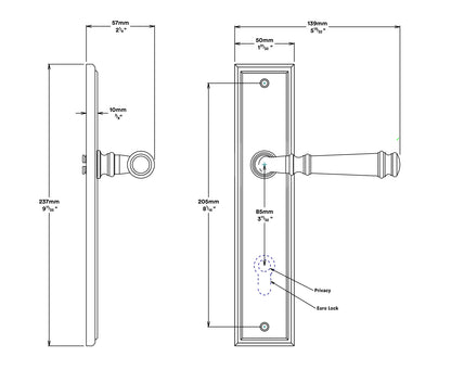 Iver Verona Door Lever Handle on Stepped Backplate Passage Kit - Available in Various Finishes