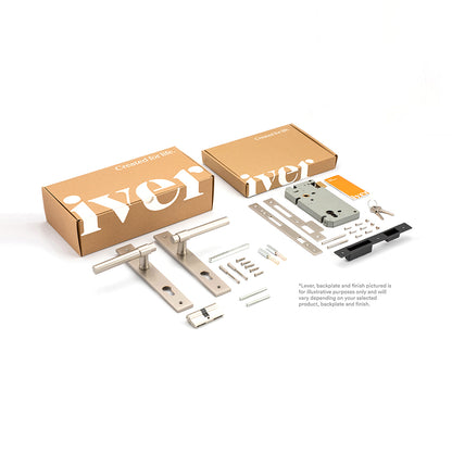 Iver Bronte Door Lever Handle on Rectangular Backplate Entrance Kit Key/Key