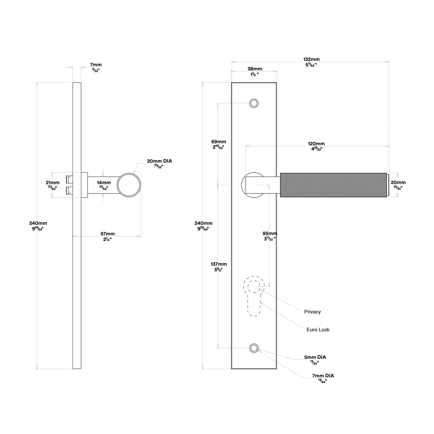 Iver Brunswick Door Lever Handle on Rectangular Backplate Passage Kit
