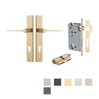 Iver Como Door Lever Handle on Rectangular Backplate Entrance Kit Key/Key