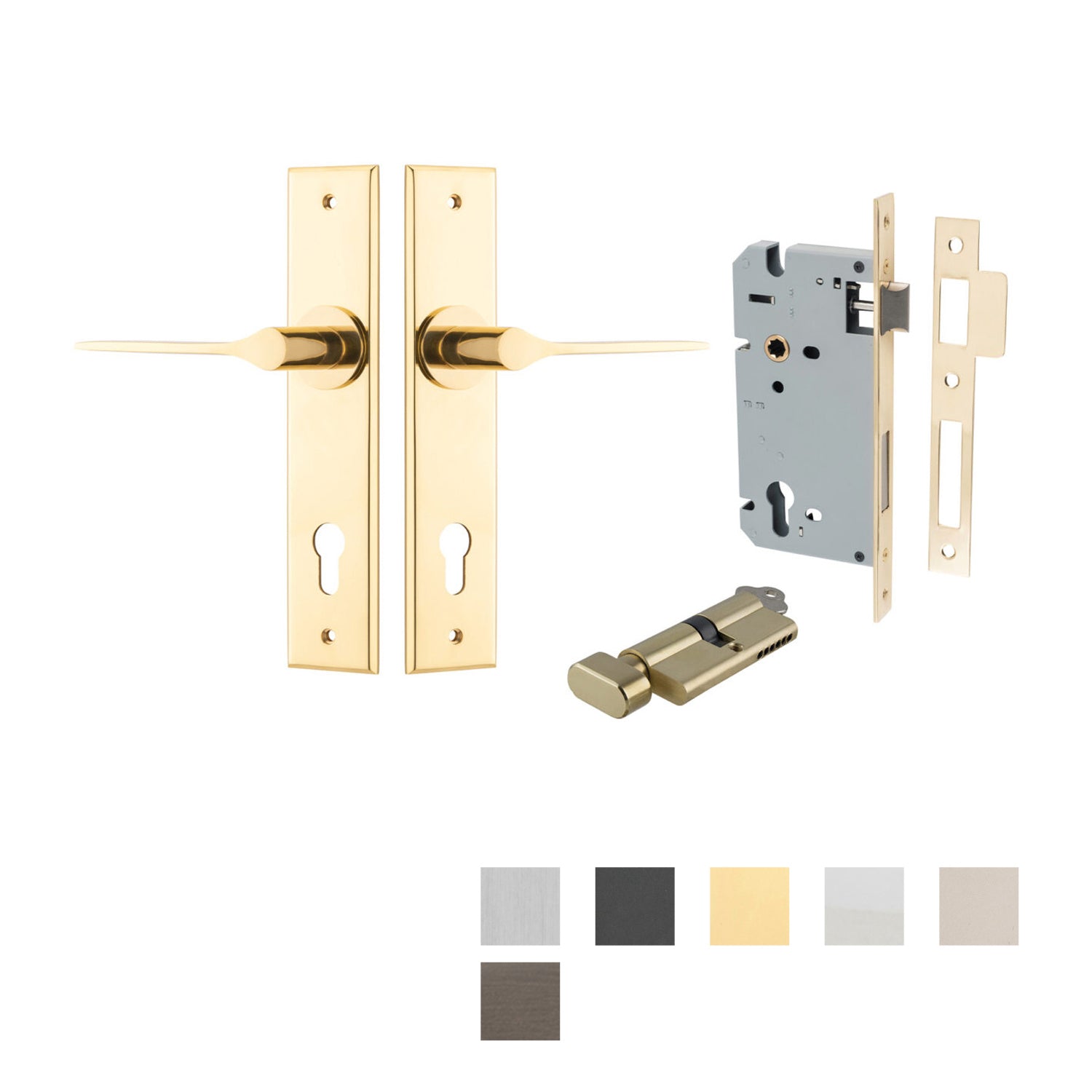 Iver Como Door Lever Handle on Chamfered Backplate Entrance Kit Key/Key