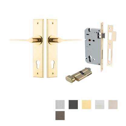 Iver Como Door Lever Handle on Chamfered Backplate Entrance Kit Key/Key