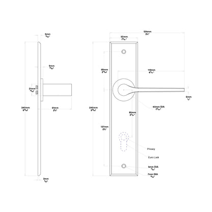 Iver Como Door Lever Handle on Chamfered Backplate Entrance Kit Key/Key