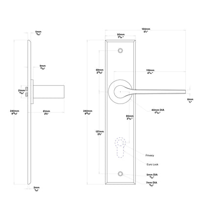Iver Como Door Lever Handle on Chamfered Backplate Entrance Kit Key/Thumb