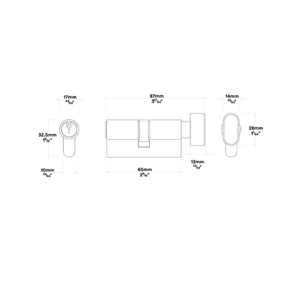 Iver Como Door Lever Handle on Chamfered Backplate Entrance Kit Key/Thumb