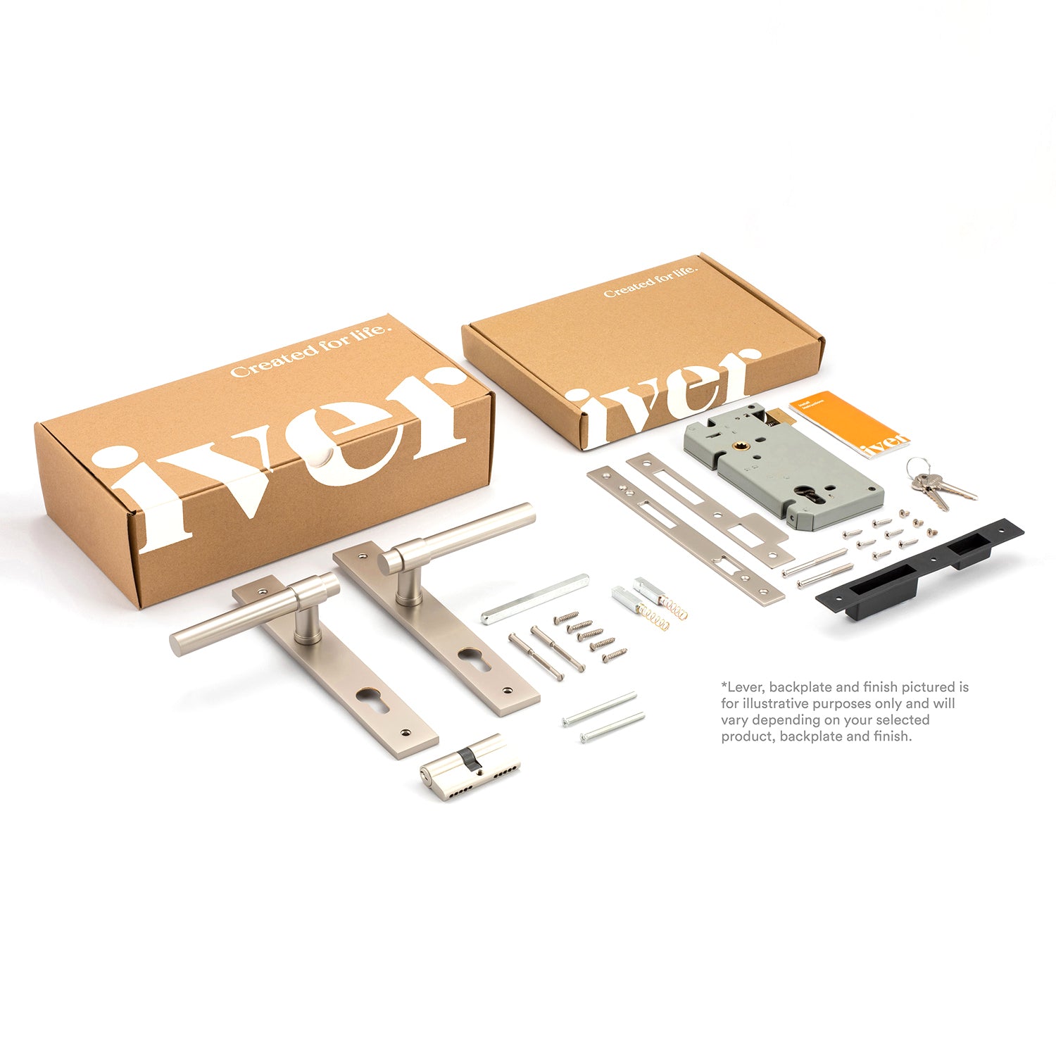 Iver Bronte Door Lever Handle on Oval Backplate Entrance Kit Key/Key - Available in Various Finishes