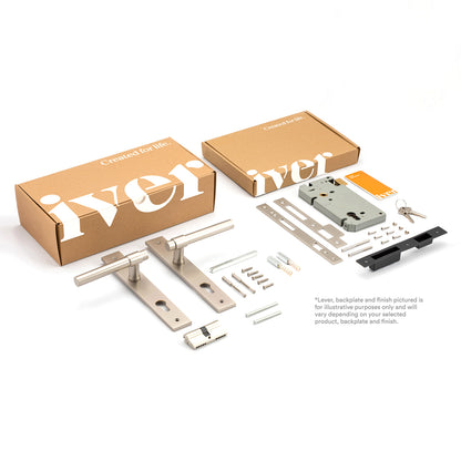 Iver Bronte Door Lever Handle on Oval Backplate Entrance Kit Key/Key - Available in Various Finishes