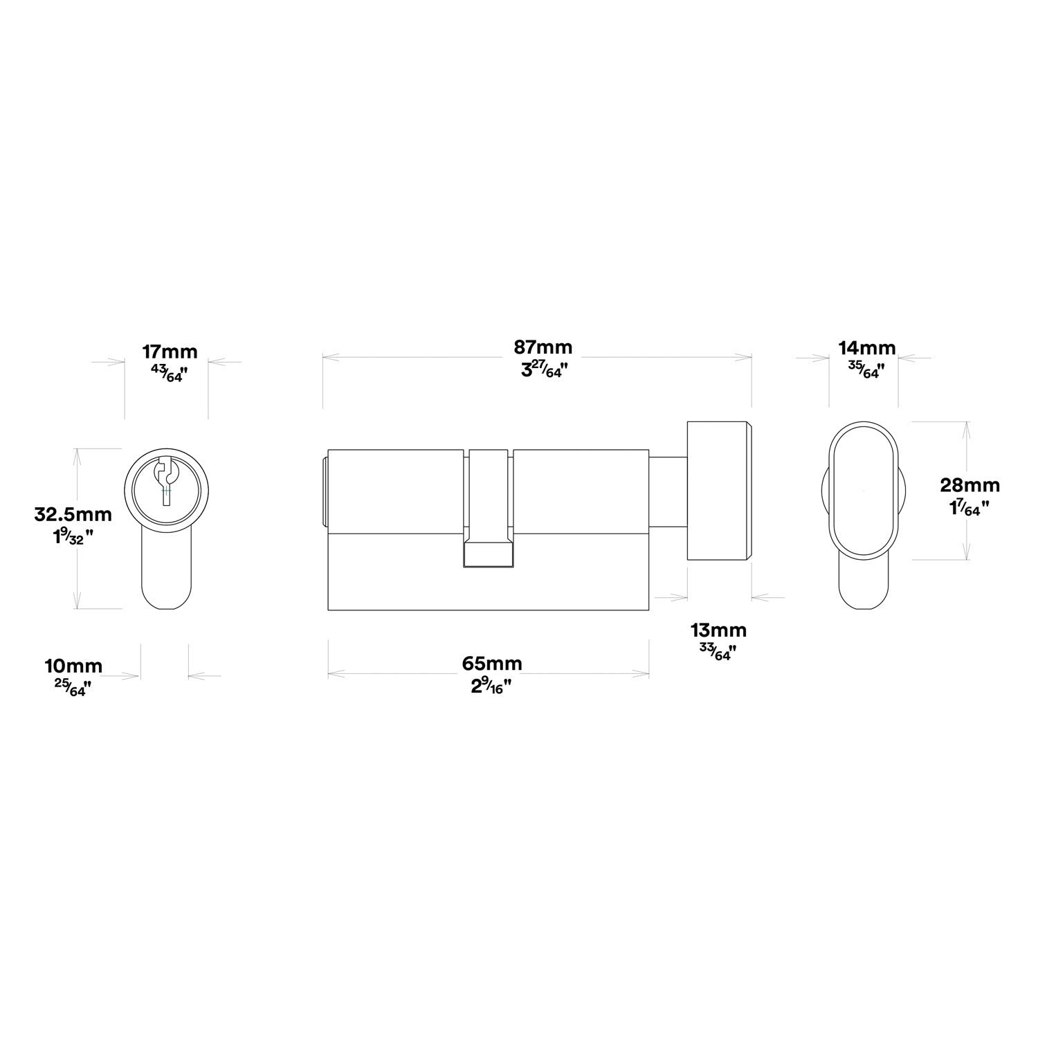 Iver Bronte Door Lever Handle on Oval Backplate Entrance Kit Key/Thumb