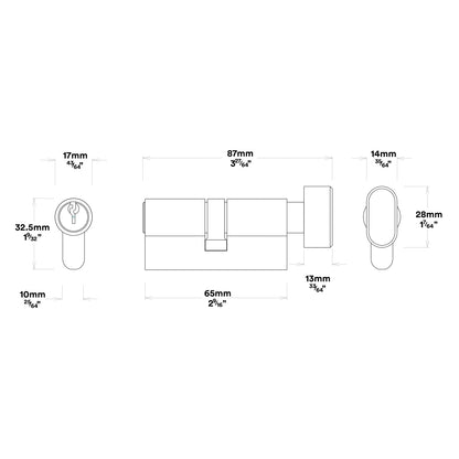 Iver Bronte Door Lever Handle on Oval Backplate Entrance Kit Key/Thumb