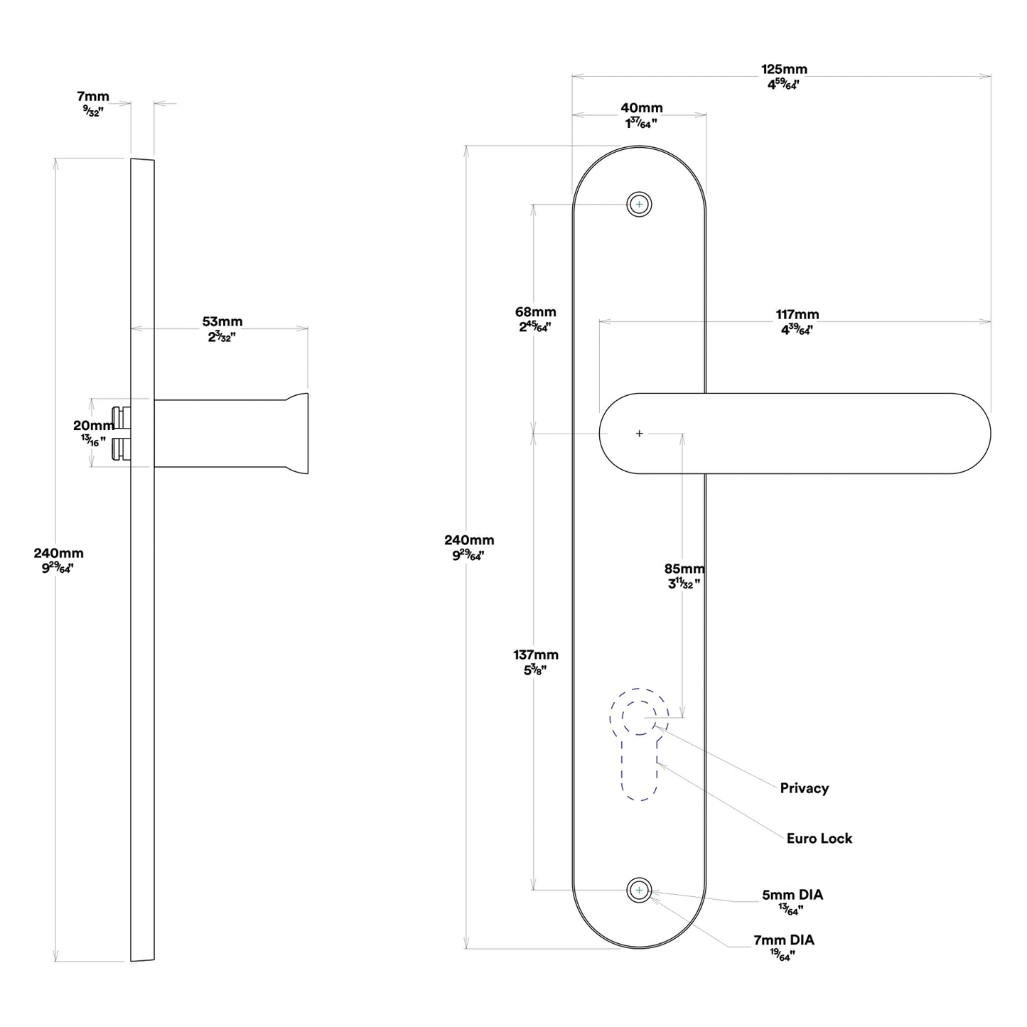 Iver Bronte Door Lever Handle on Oval Backplate Passage Kit - Available in Various Finishes