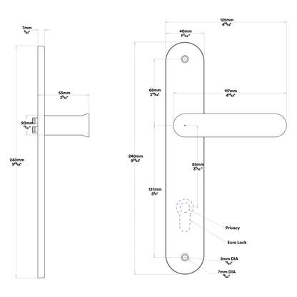 Iver Bronte Door Lever Handle on Oval Backplate Passage Kit - Available in Various Finishes