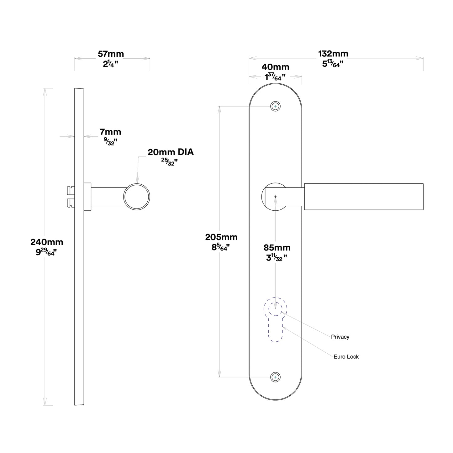 Iver Berlin Door Lever Handle on Oval Backplate Passage Kit - Available in Various Finishes