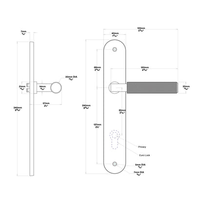 Iver Brunswick Door Lever Handle on Oval Backplate Privacy Kit - Available in Various Finishes