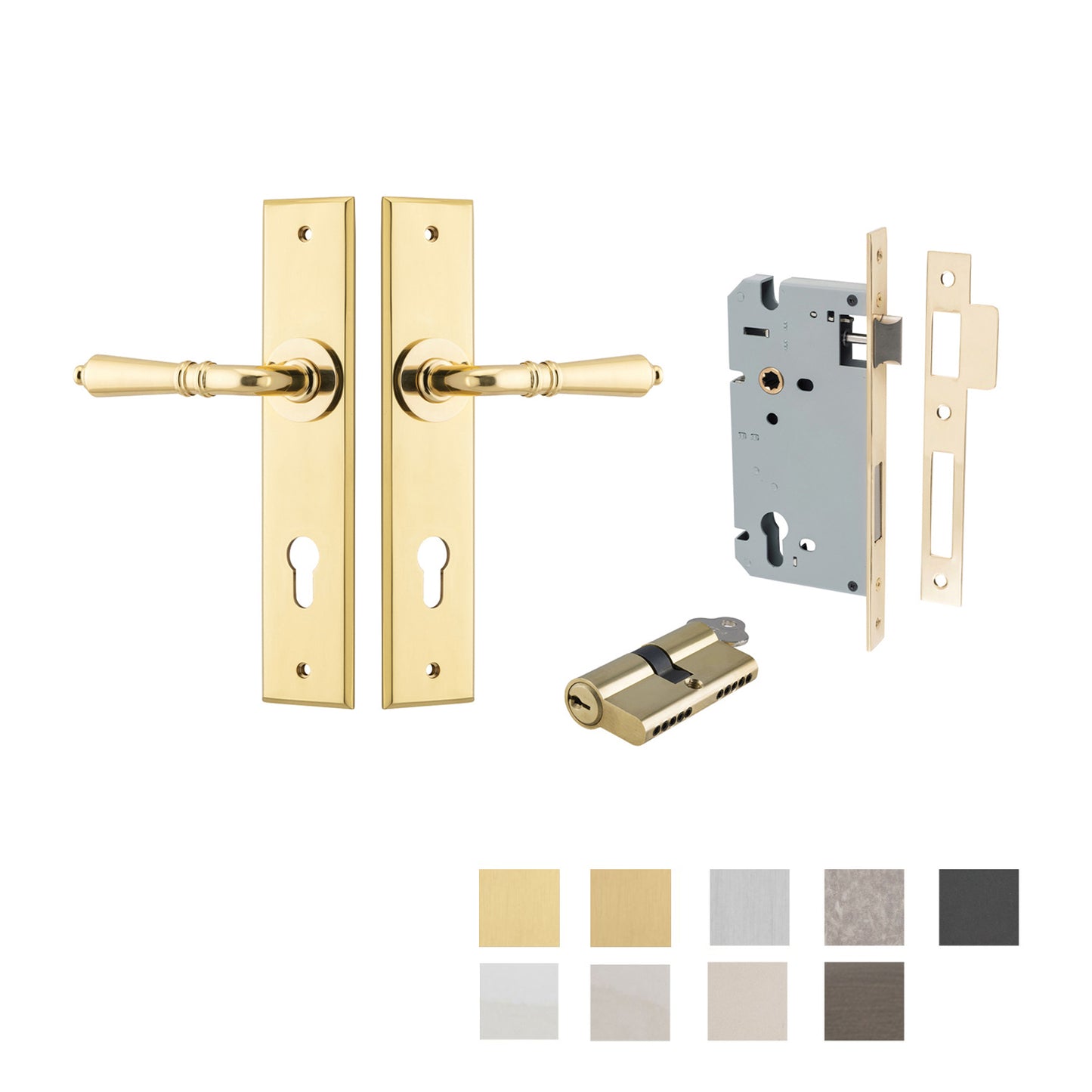 Iver Sarlat Door Lever Handle on Chamfered Backplate Entrance Kit Key/Key