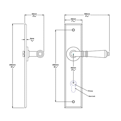 Iver Sarlat Door Lever Handle on Chamfered Backplate Entrance Kit Key/Key
