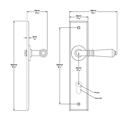 Iver Sarlat Door Lever Handle on Chamfered Backplate Entrance Kit Key/Thumb