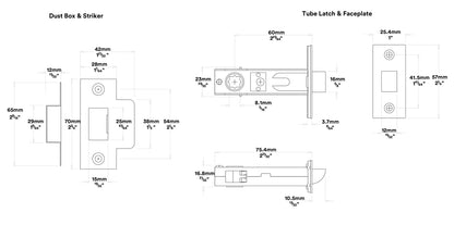 Iver Sarlat Door Lever Handle on Chamfered Backplate Privacy Kit - Available in Various Finishes