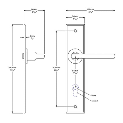 Iver Baltimore Door Lever Handle on Chamfered Backplate Entrance Kit Key/Key