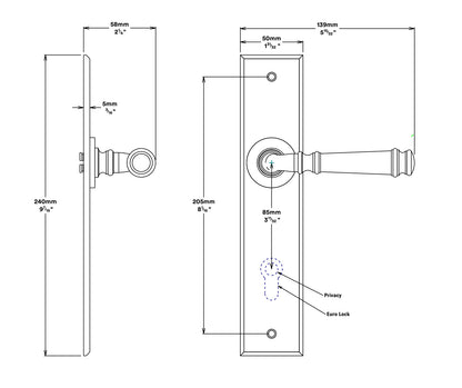 Iver Verona Door Lever Handle on Chamfered Backplate Entrance Kit Key/Thumb
