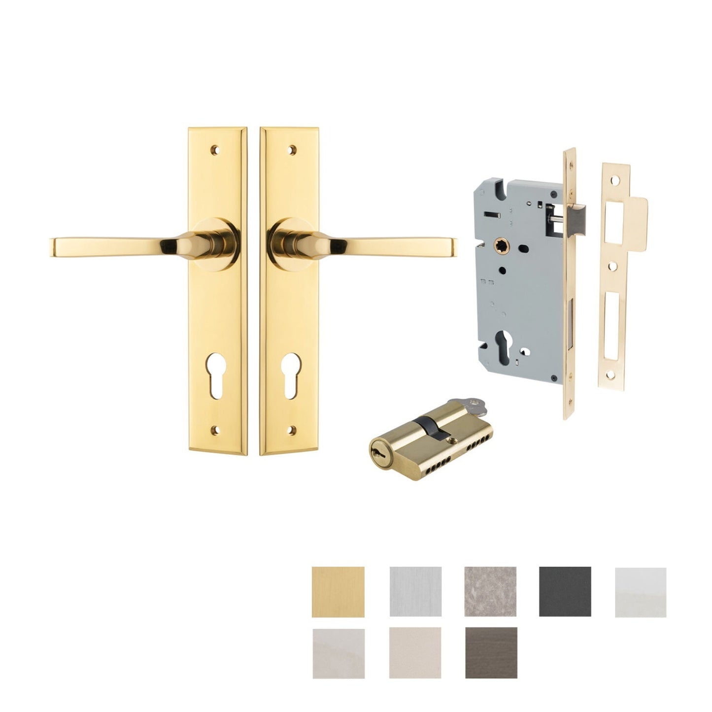 Iver Annecy Door Lever Handle on Chamfered Backplate Entrance Kit Key/Key