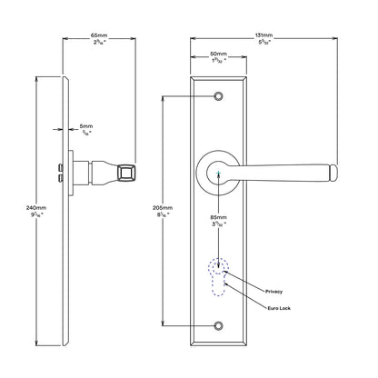 Iver Annecy Door Lever Handle on Chamfered Backplate Entrance Kit Key/Key