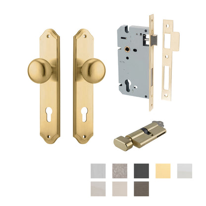 Iver Cambridge Door Knob on Shouldered Backplate Entrance Kit Key/Thumb
